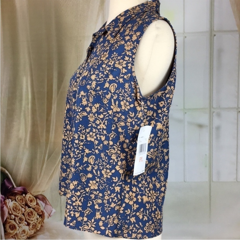 🆕 VILLAGER Blue Floral
Sleeveless Blouse L P - Picture 3 of 6